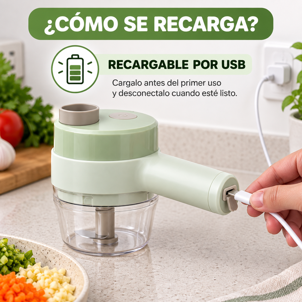 Cortador Eléctrico de Alimentos 4 en 1
