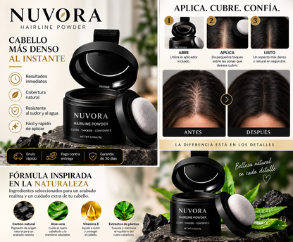 Polvo para la línea del cabello – Oculta la escasez y las canas al instante